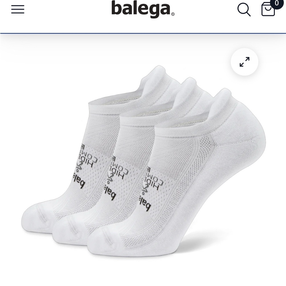 BALEGA WHITE HIDDEN COMFORT NO SHOW SOCKS LARGE 4 pack new